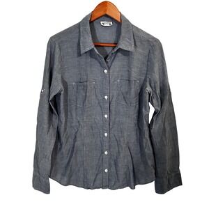 Converse Blue Button Down Women's Shirt Button Strap Long Sleeves Size‎ Large